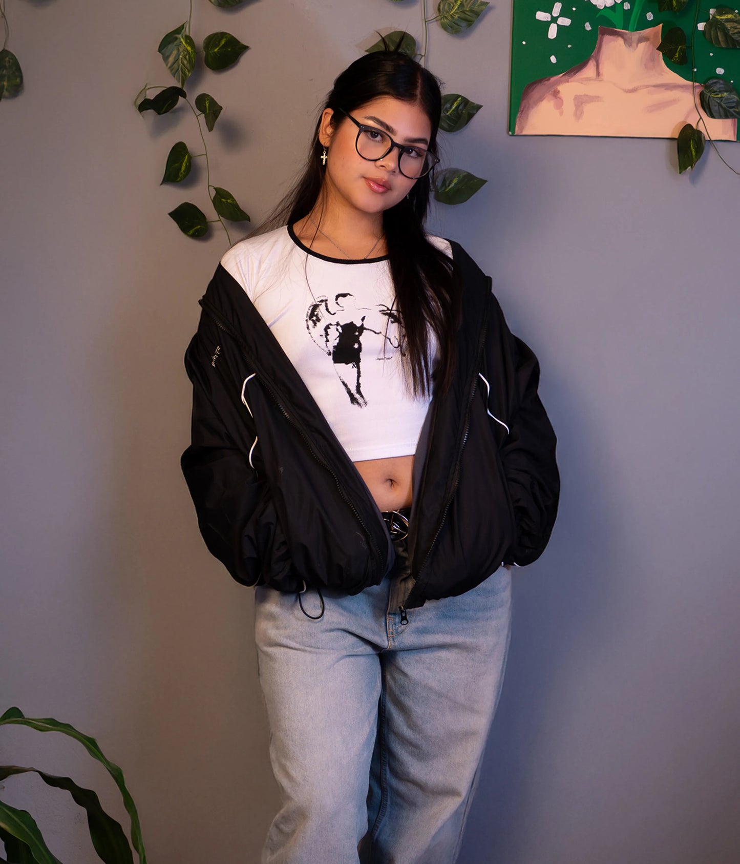 Crop top manga corta