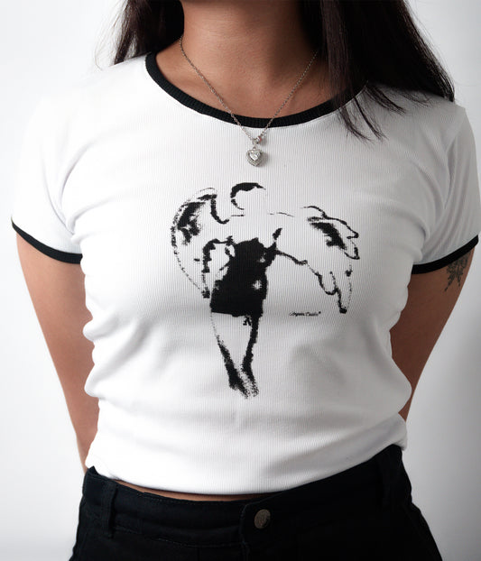 Crop top manga corta