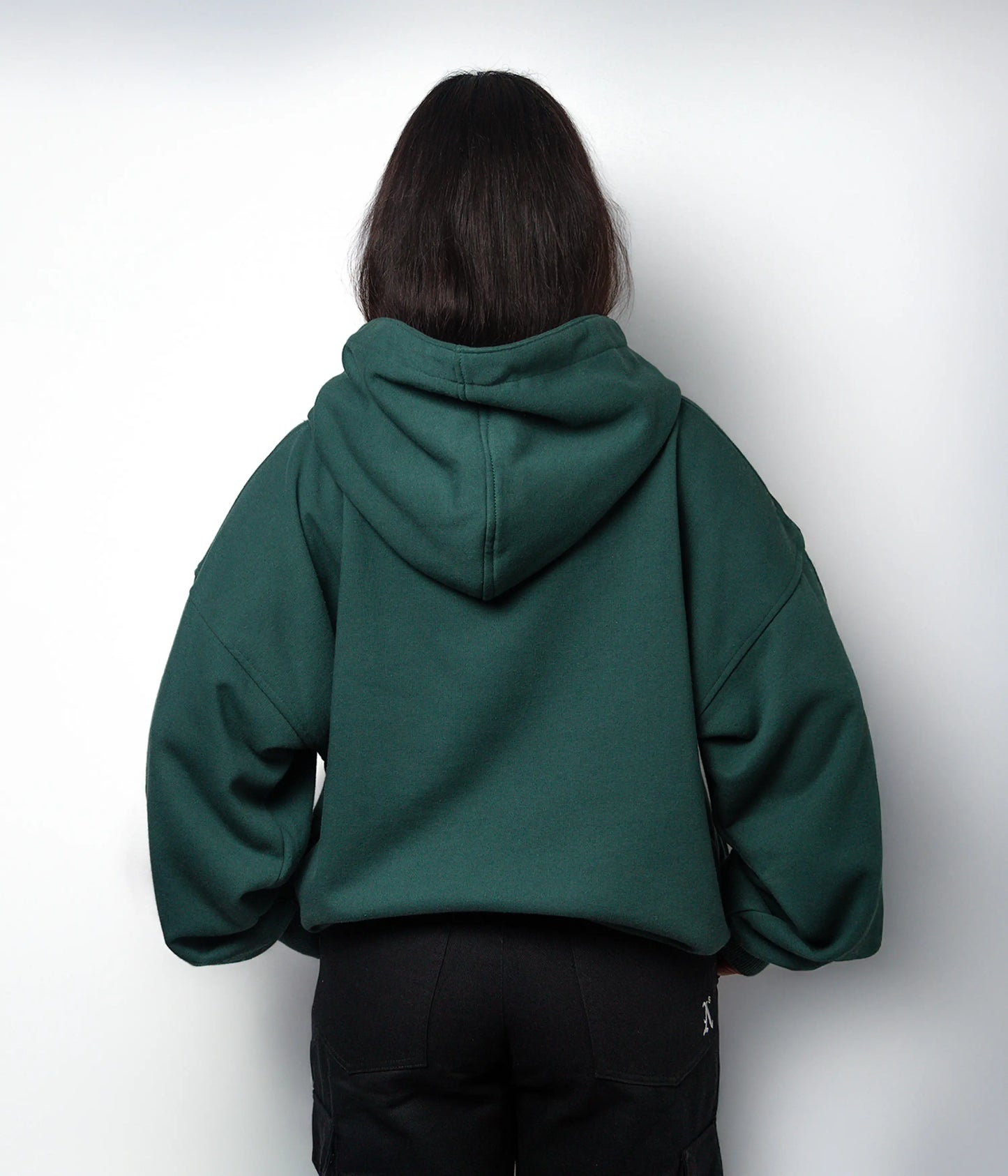 Sudadera verde con capota boxyfit