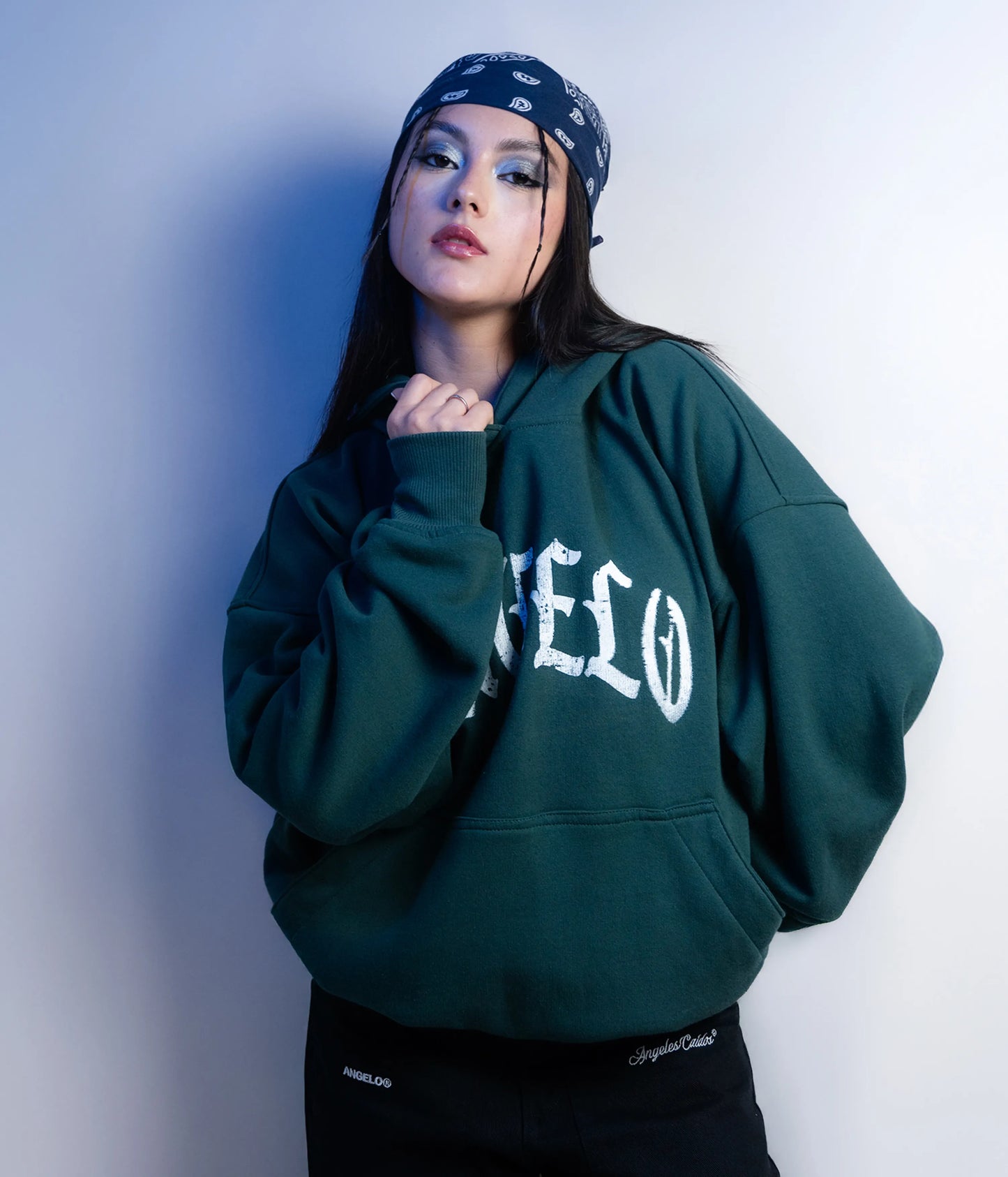 Sudadera verde con capota boxyfit