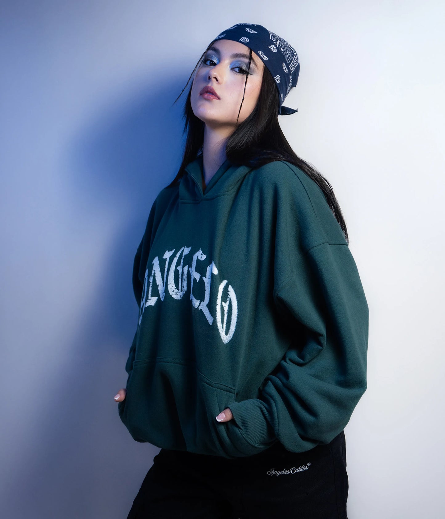 Sudadera verde con capota boxyfit