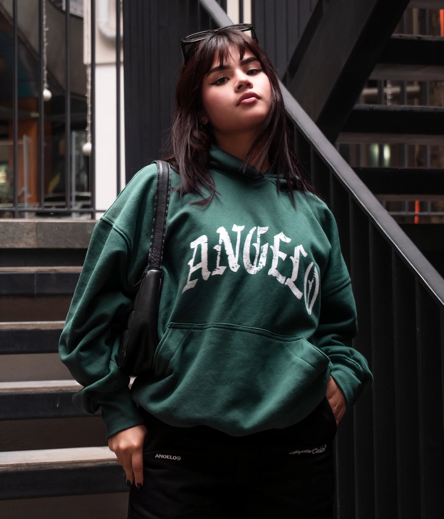 Sudadera verde con capota boxyfit